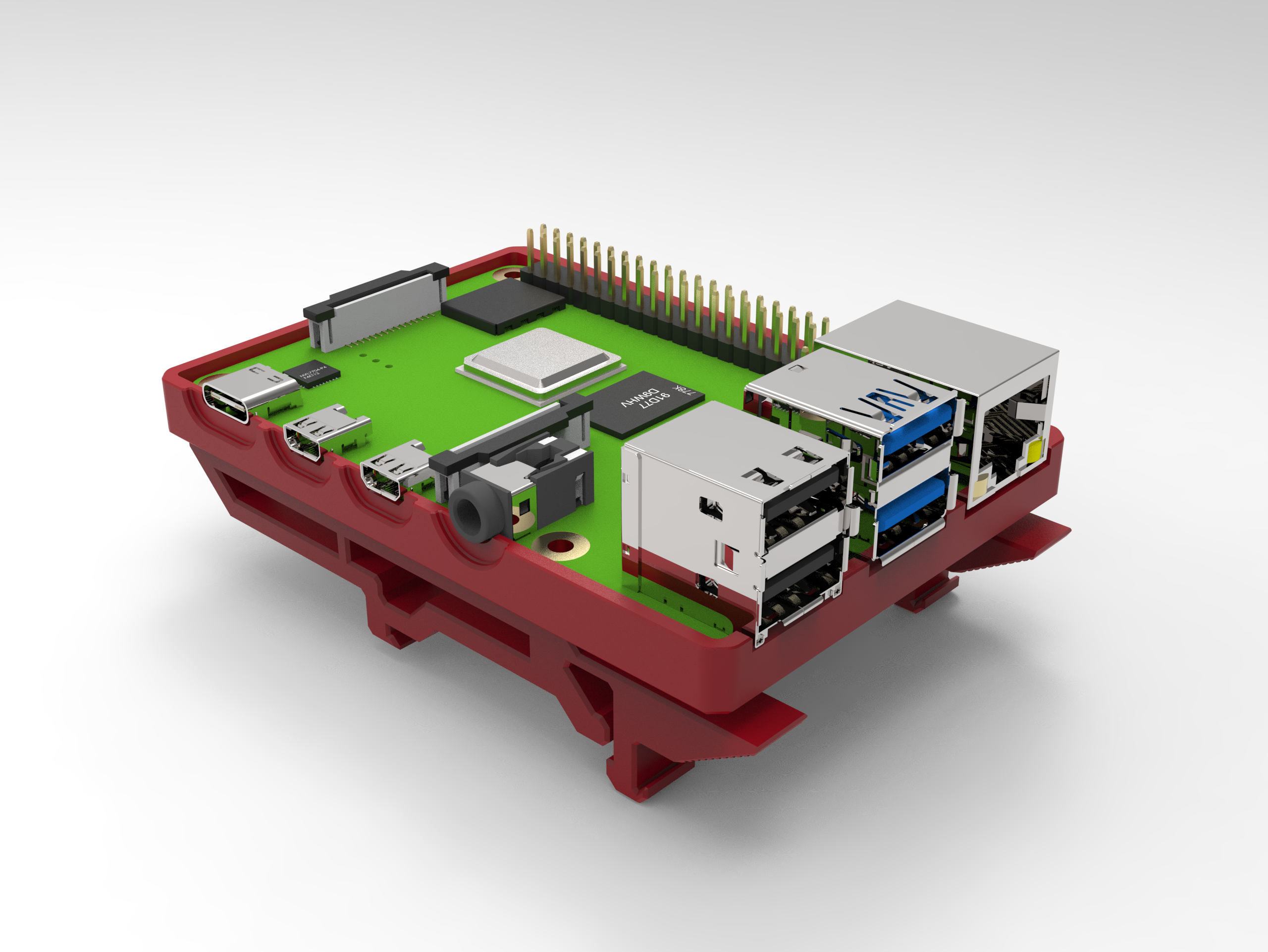 Raspberry Pi 4B Din Rail Mount for Voron 2.4 and Trident 3d Printers