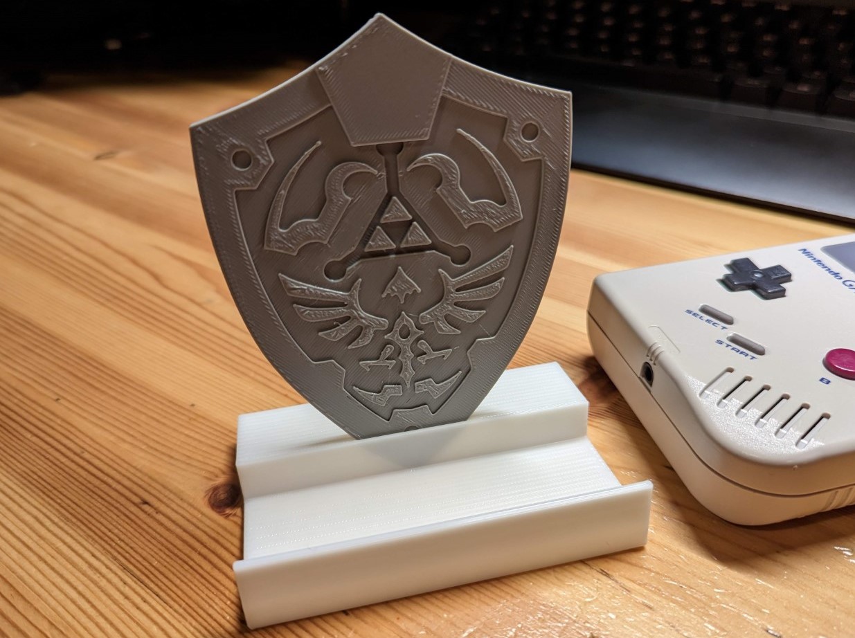 Game Boy Stand with Removable Zelda Shield by Ken Mills, Download free STL  model