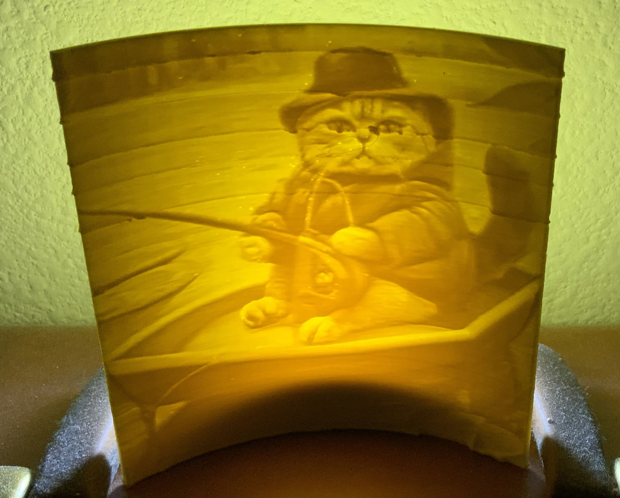 Lithophane of a Cat Fishing by Grossmiller Download free STL model