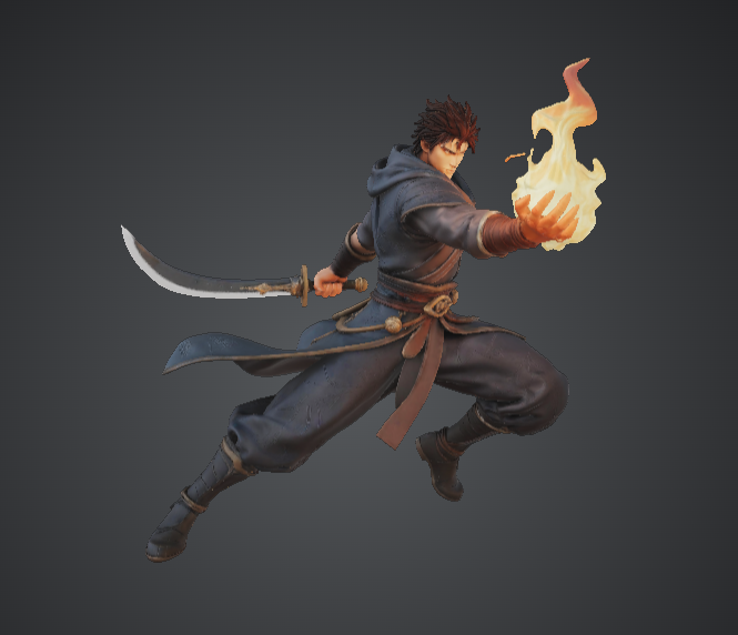 Fire Mage Warrior with Flame Spell – Dynamic Fantasy Sword Fighter