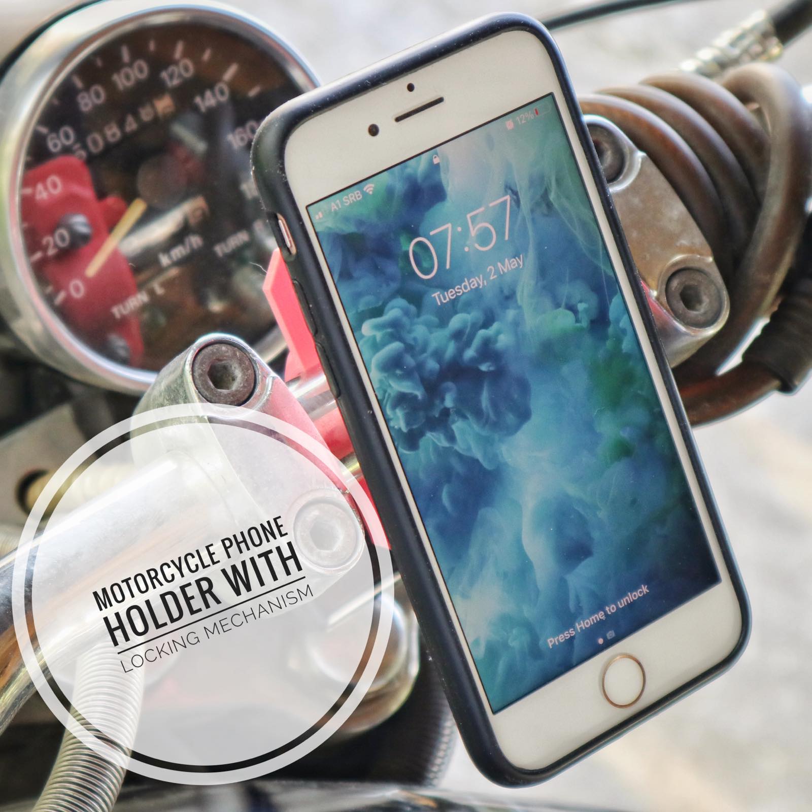 MOTORCYCLE PHONE HOLDER 22MM & 25MM - WITH LOCKING MECHANISM