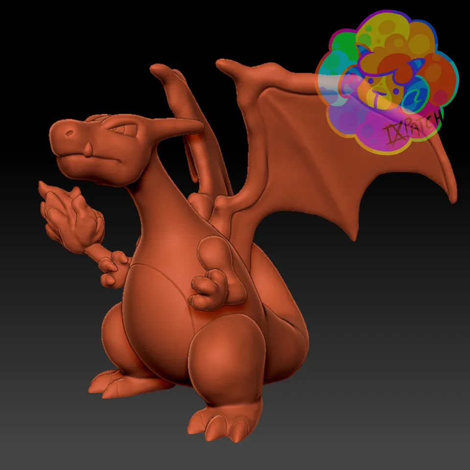 Charizard XY and Rock 3D model rigged