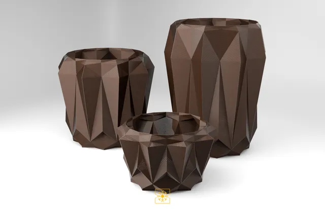 Freezing Pixels - Small Geometric Flower Pot Set