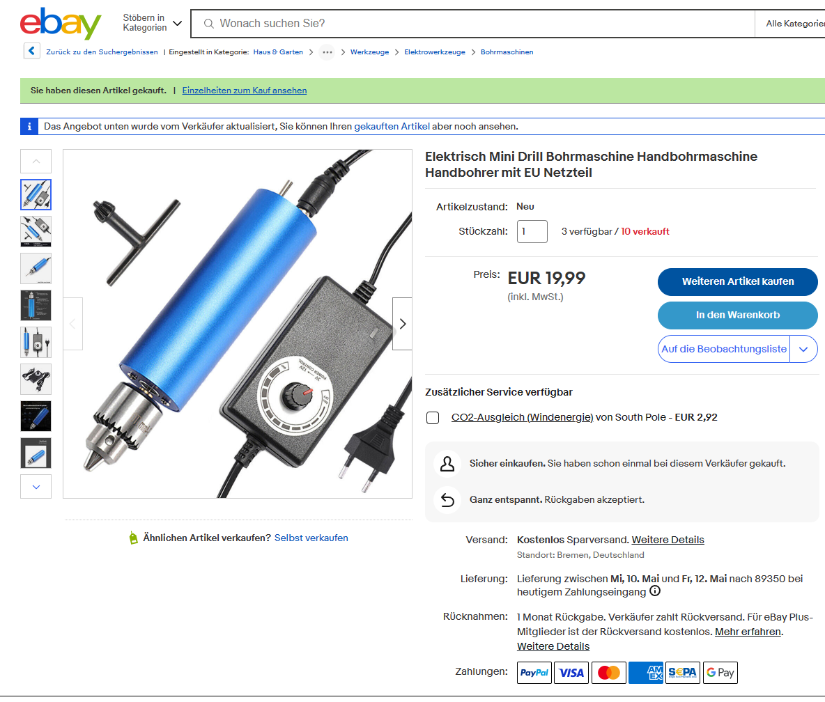 TuToy Schnellspannbohrfutter 0,4-3,2 Mm – Passend Für Dremel & Andere Mini-Bohrmaschinen