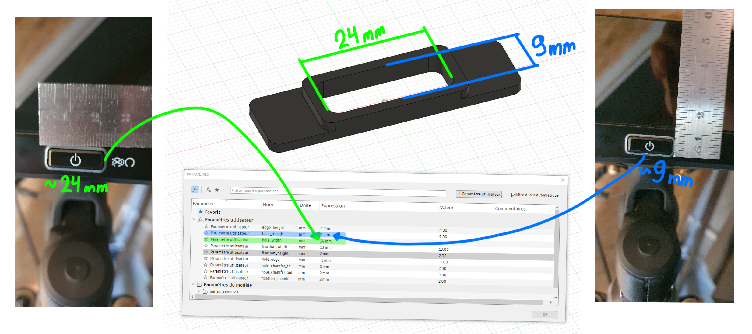 Miniatura 2 do modelo 3D button cover parametric