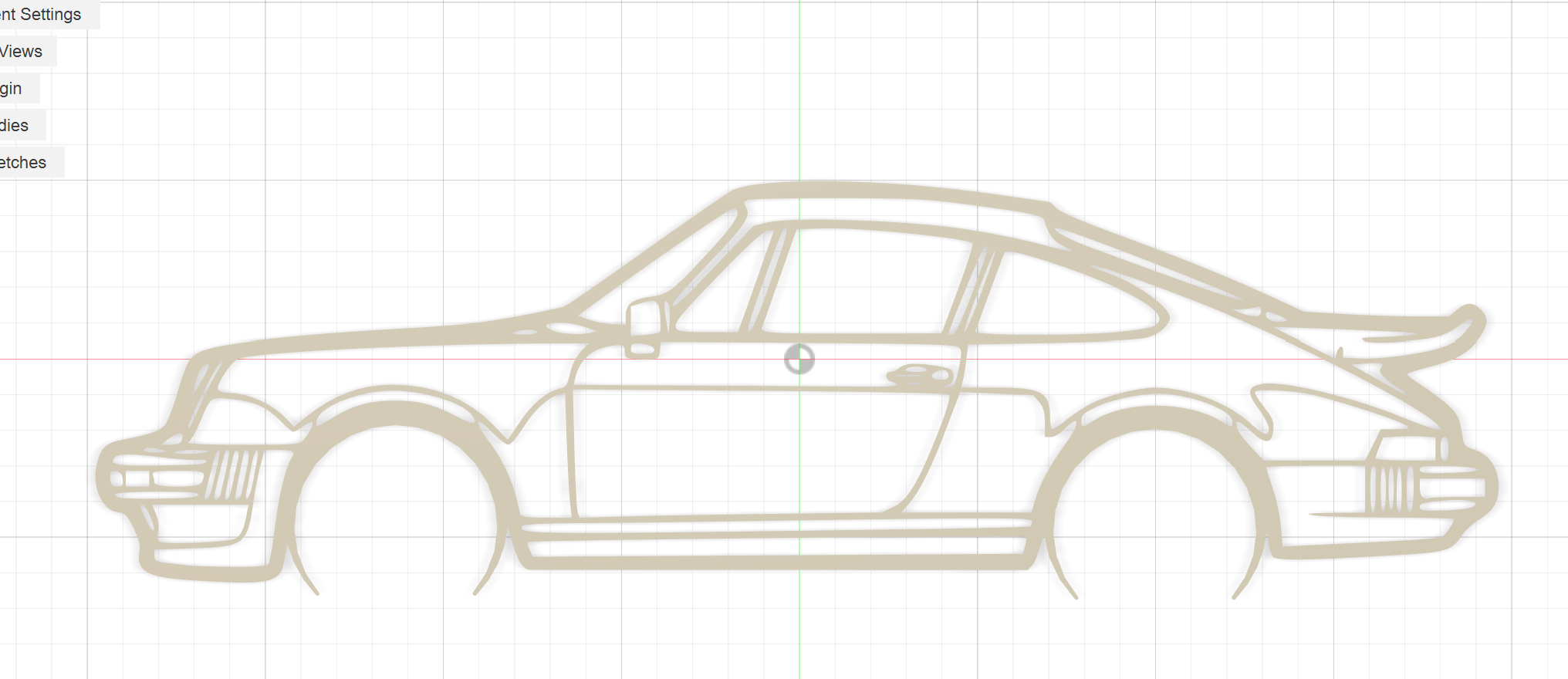 Porsche 911 G body whale tail with wheel outline