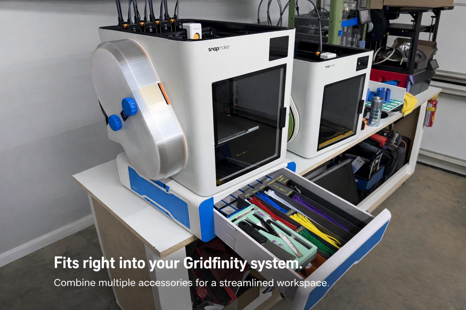 Universal Printer (and Snapmaker U1) Gridfinity Drawer System (Stackable, No Supports) N-Spire — thumbnail 8