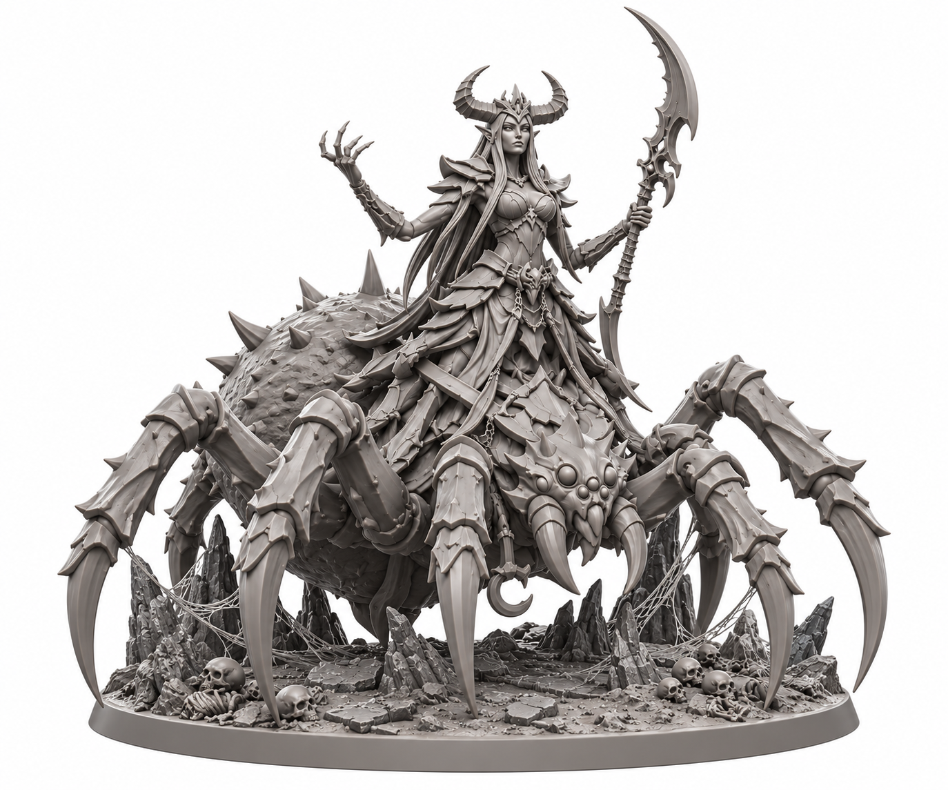 Velthara, Queen of the Moonveil Brood | 32mm & 75mm Fantasy Miniature | FDM & Resin