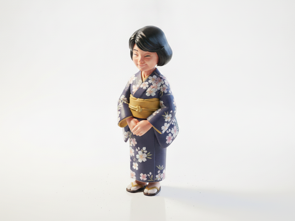 Asian Elderly Woman Figurine 3D Printable
