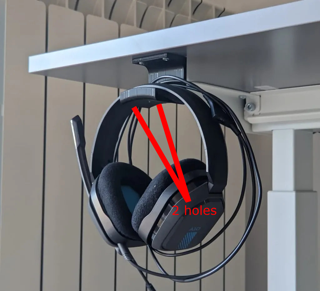 Ikea Rodulf desk headphones hanger with better holes