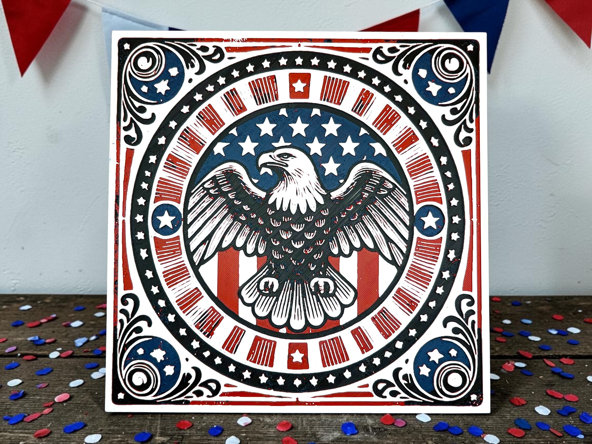 Patriotic Eagle & Stars Americana Hueforge