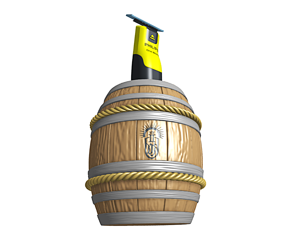 Forged old wooden barrel