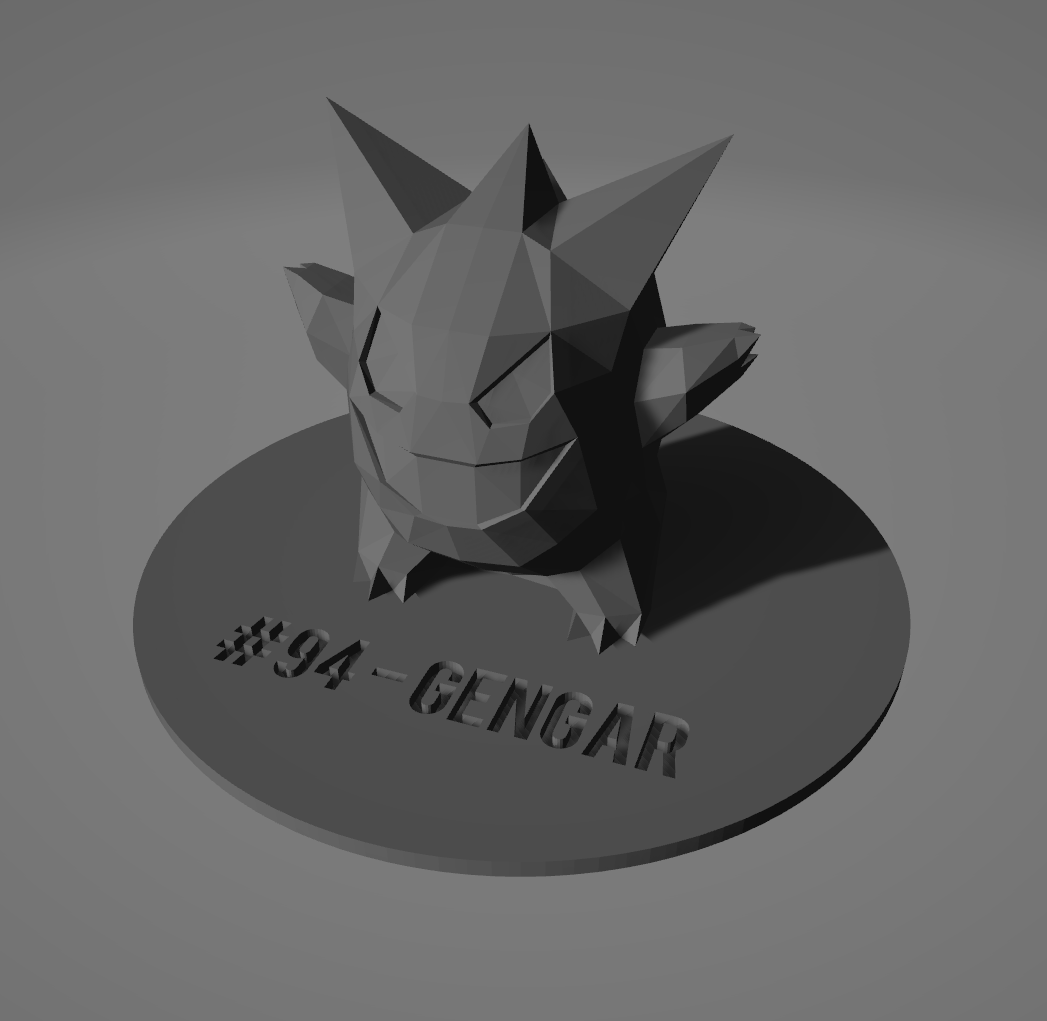 Low Poly Gengar Mug Lid 3D model thumbnail