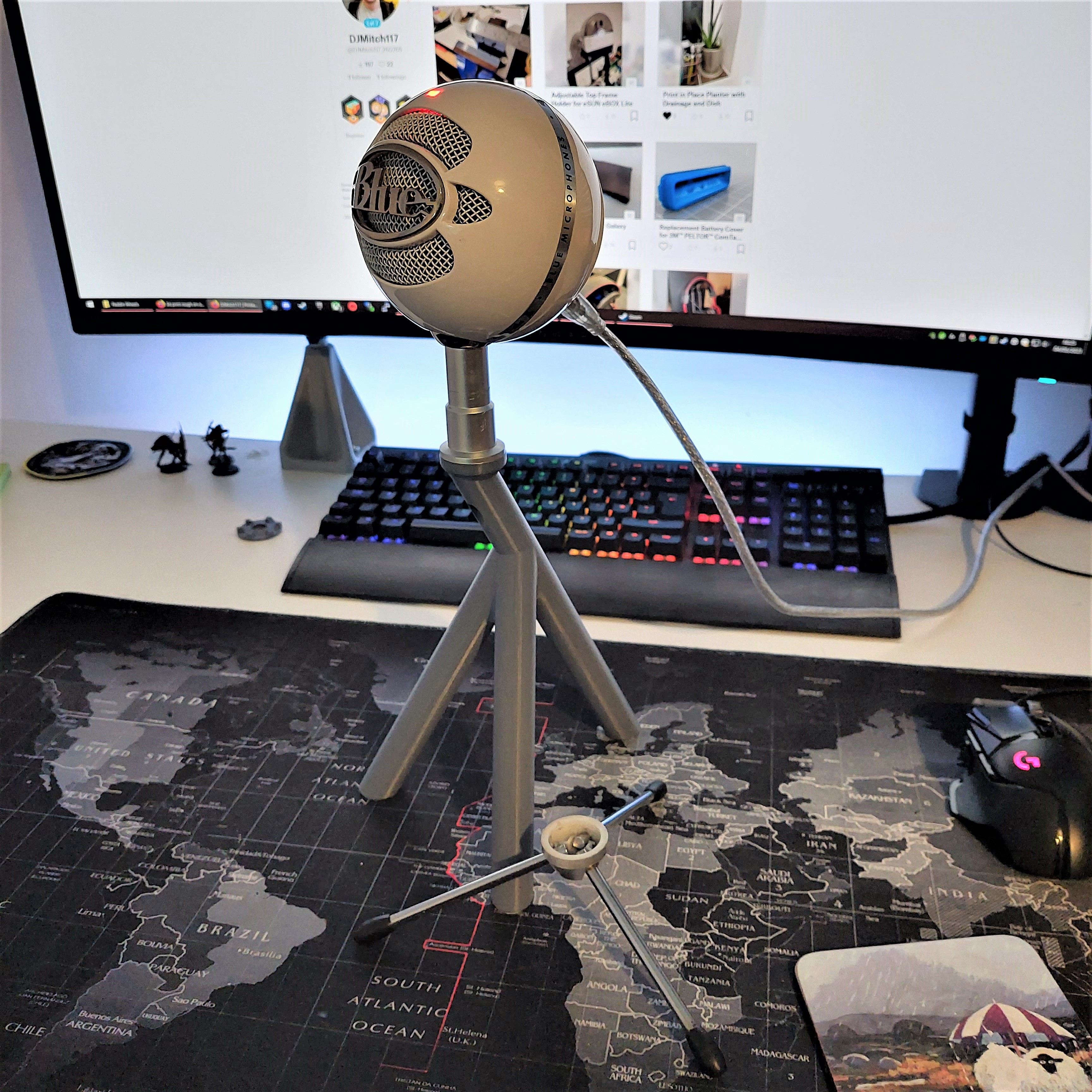 Blue Snowball Microphone Desktop Stand Tall Extension