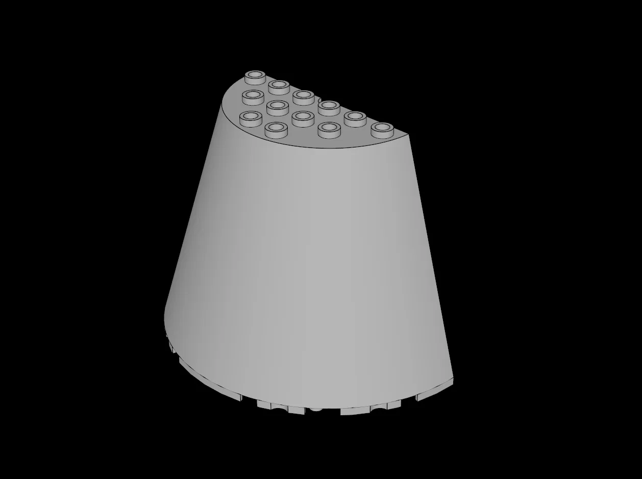 Lego Compatible (29096.dat) Cone Half 10 x 5 x 6 by thall72