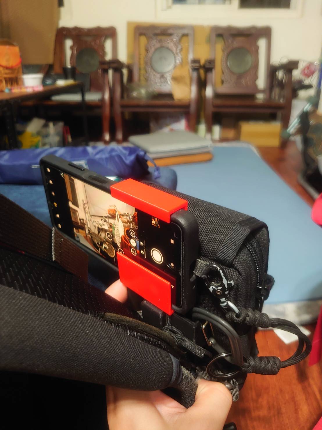 Pouch bag adaptor to backpack strap loop
