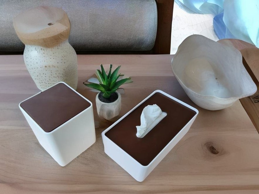Stylish Tissue Storage + Bin 3D model thumbnail