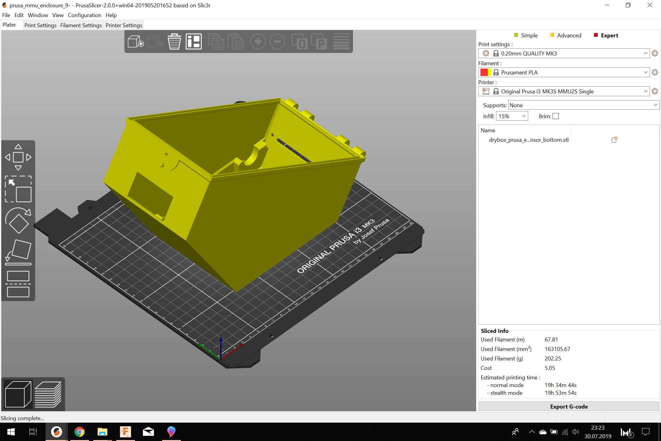 Drybox for Prusa Printer Enclosure V3 - with humidity sensor Optimized