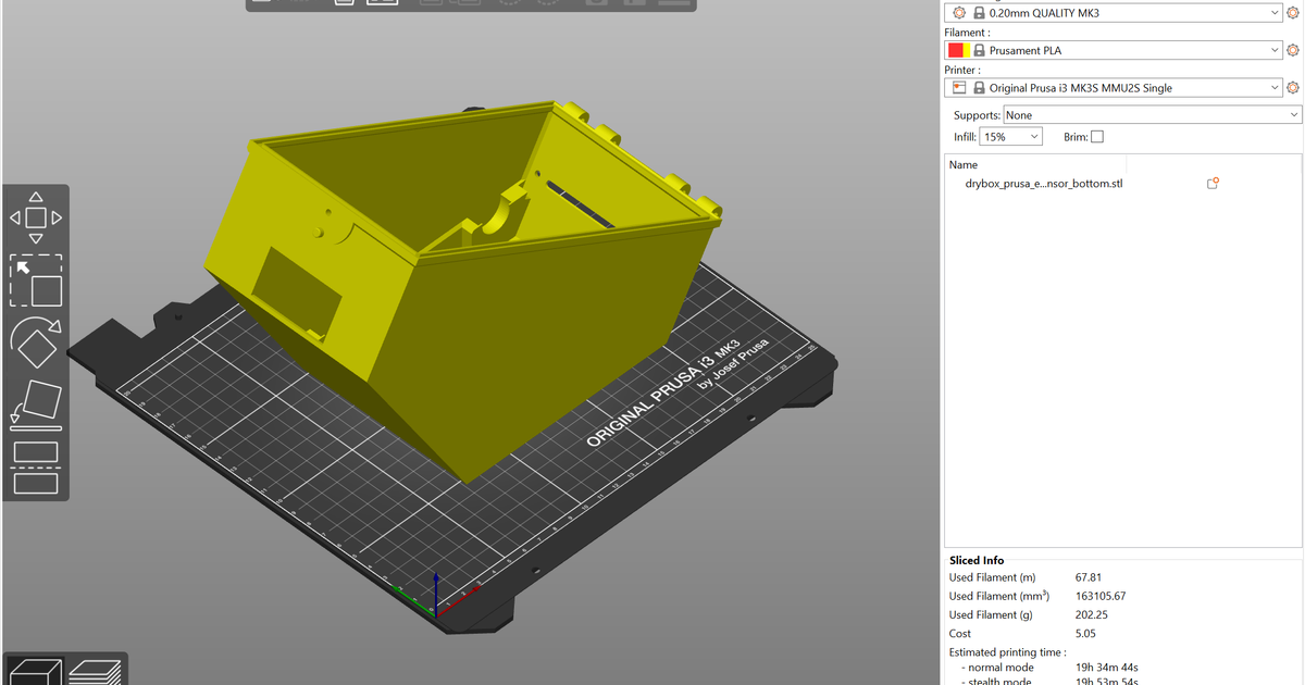 Drybox for Prusa Printer Enclosure V3 - with humidity sensor Optimized ...