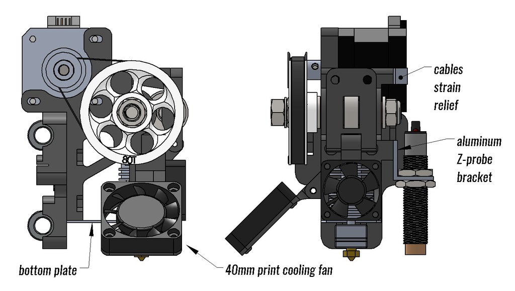 E3D v6 Belt Driven Extruder (3mm / 1.75mm) for Prusa i3 by MazaaFIN