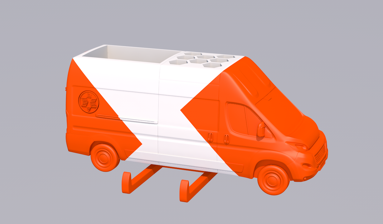 European van organizer (phone stand)