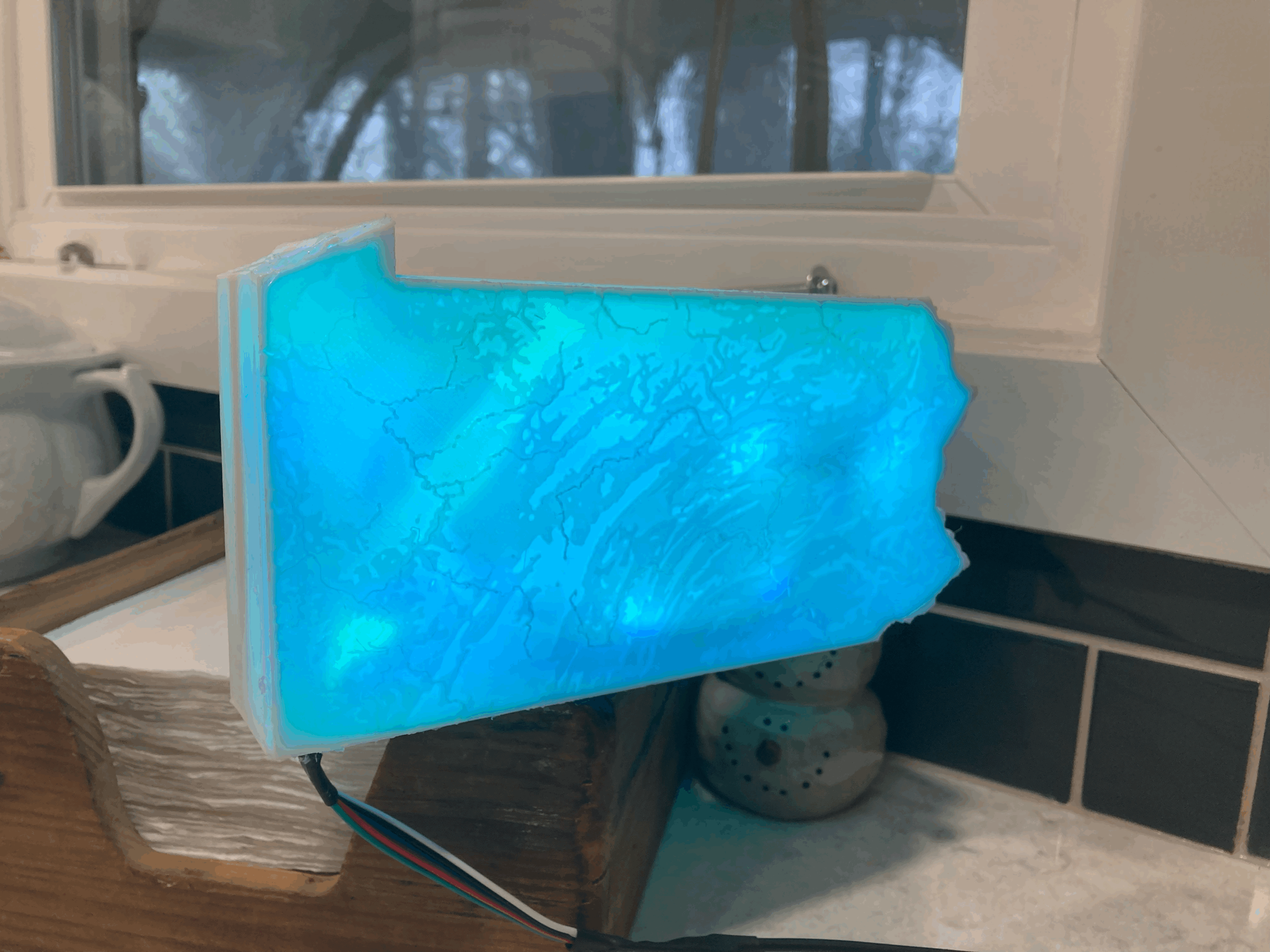 Pennsylvania (PA) Topographical Light-up Map Sign