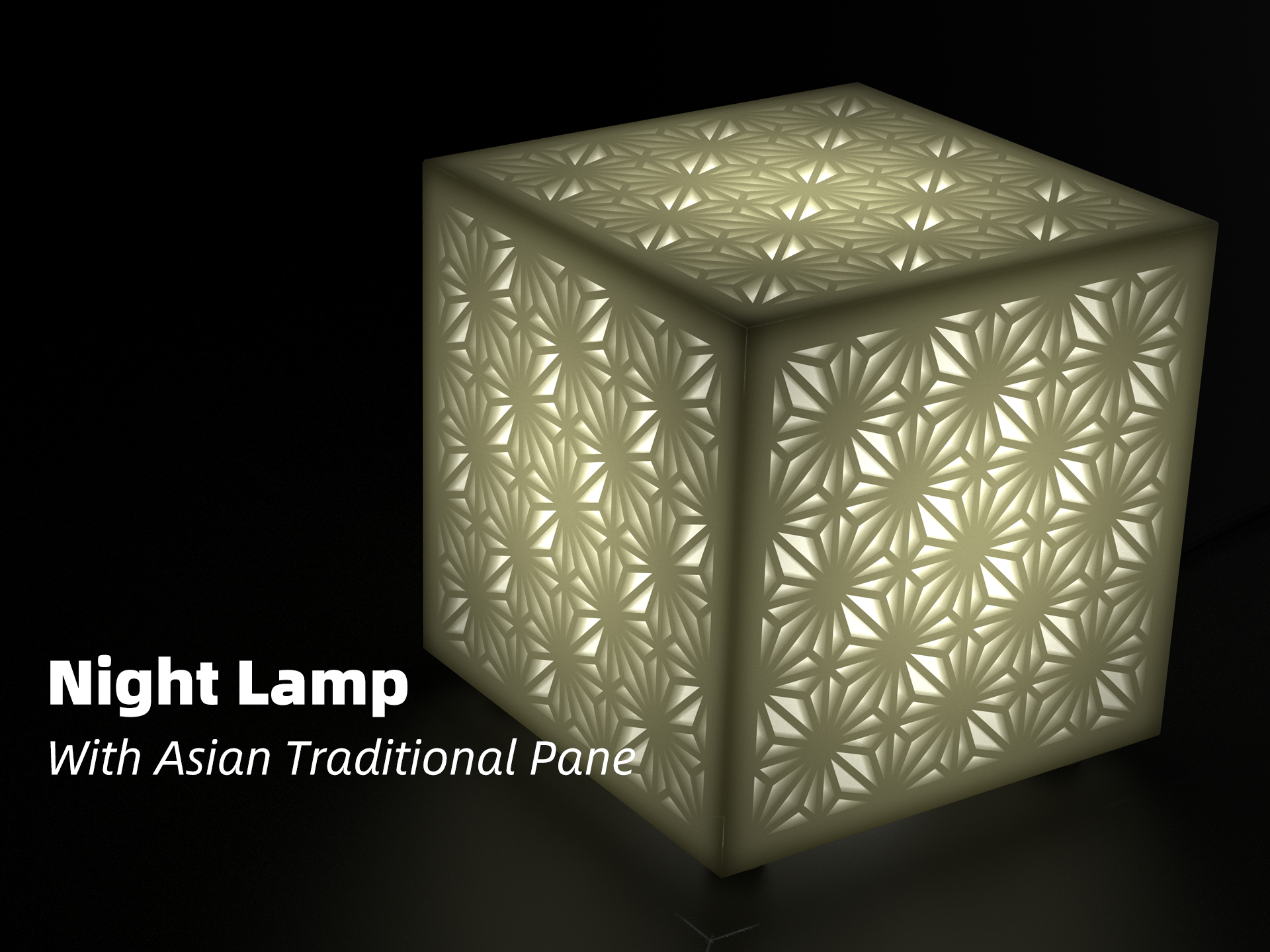 Night Lamp With Asian Traditional Pane