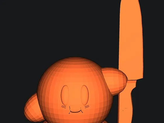 Kirby with a knife - remix face added