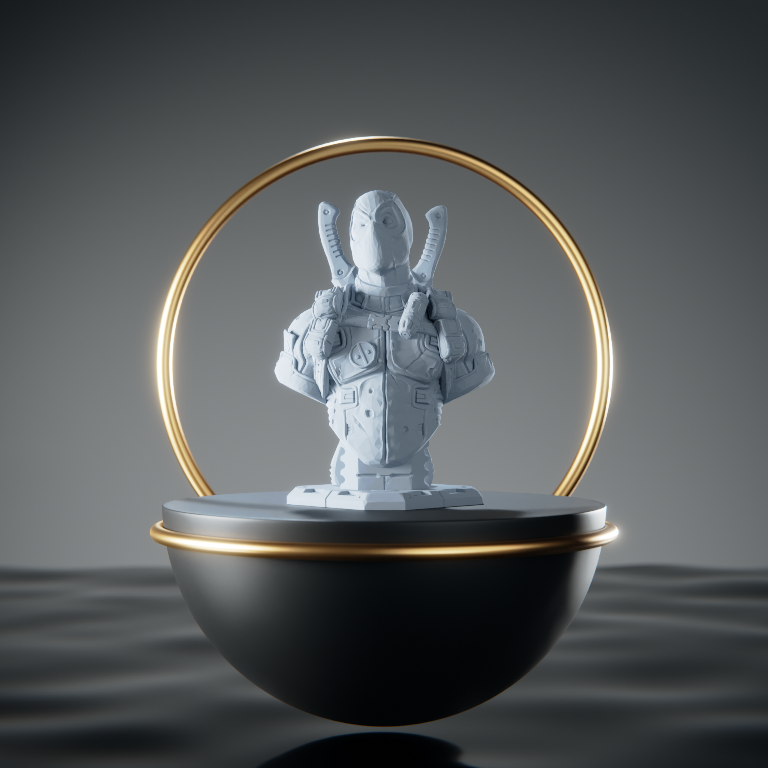 Miniatura 2 do modelo 3D Deadpool Bust Low Poly
