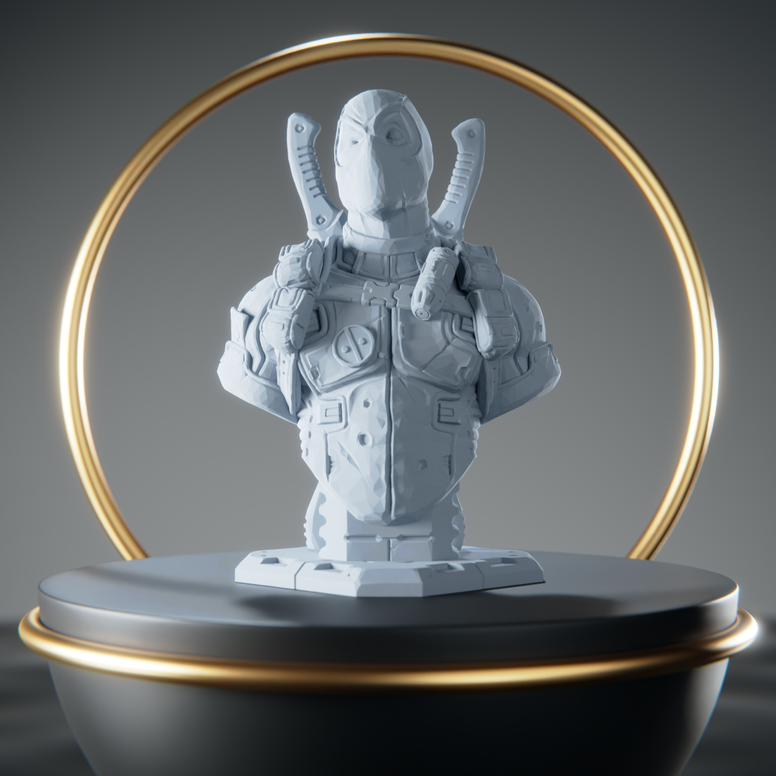 Deadpool Bust Low Poly 3D model thumbnail