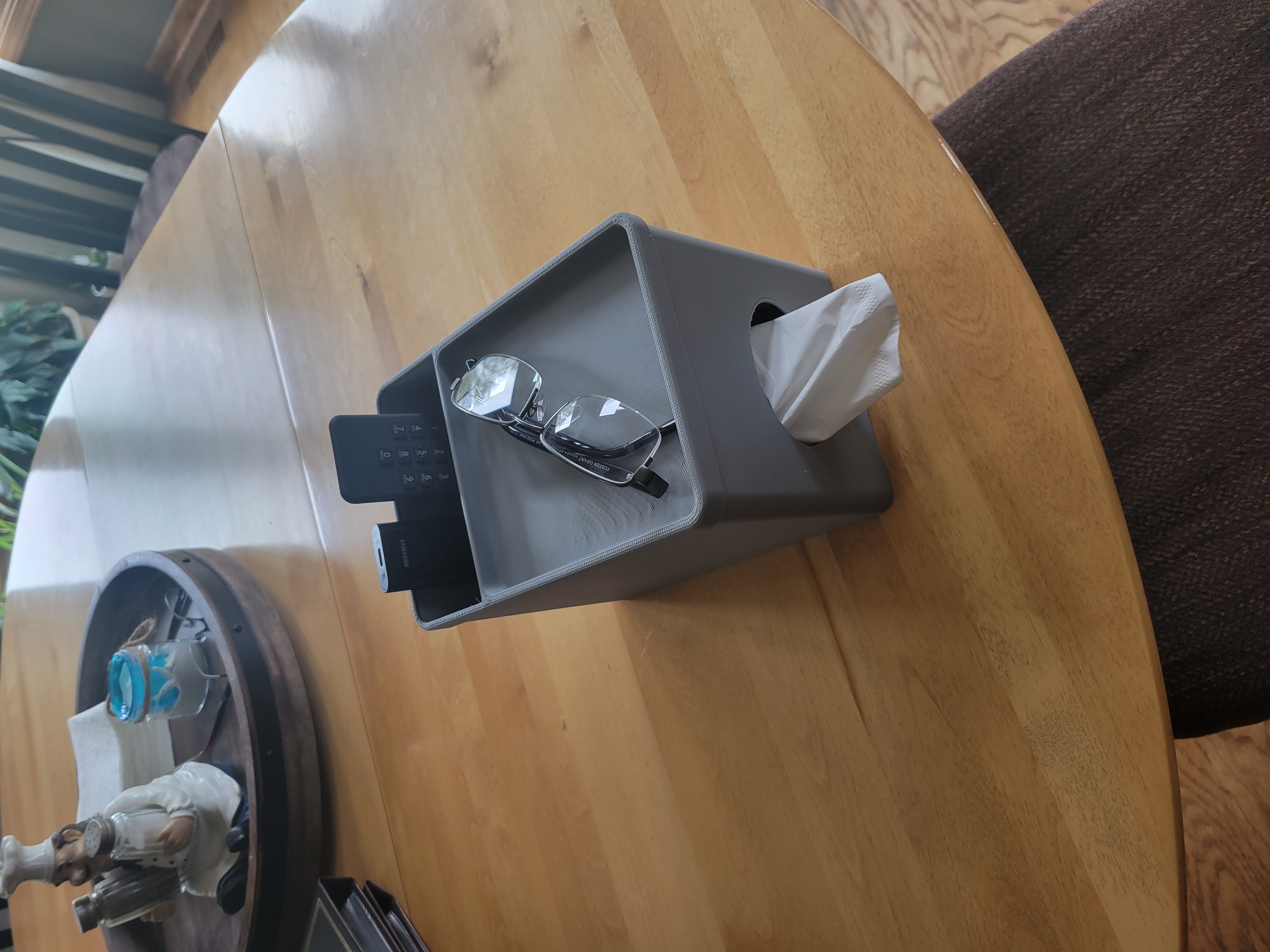 Tissue box cover organizer with and without remote storage UPDATED