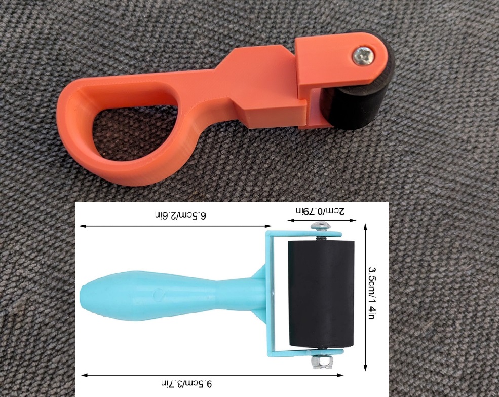 Ergonomic replacement handle for mini rubber brayer roller