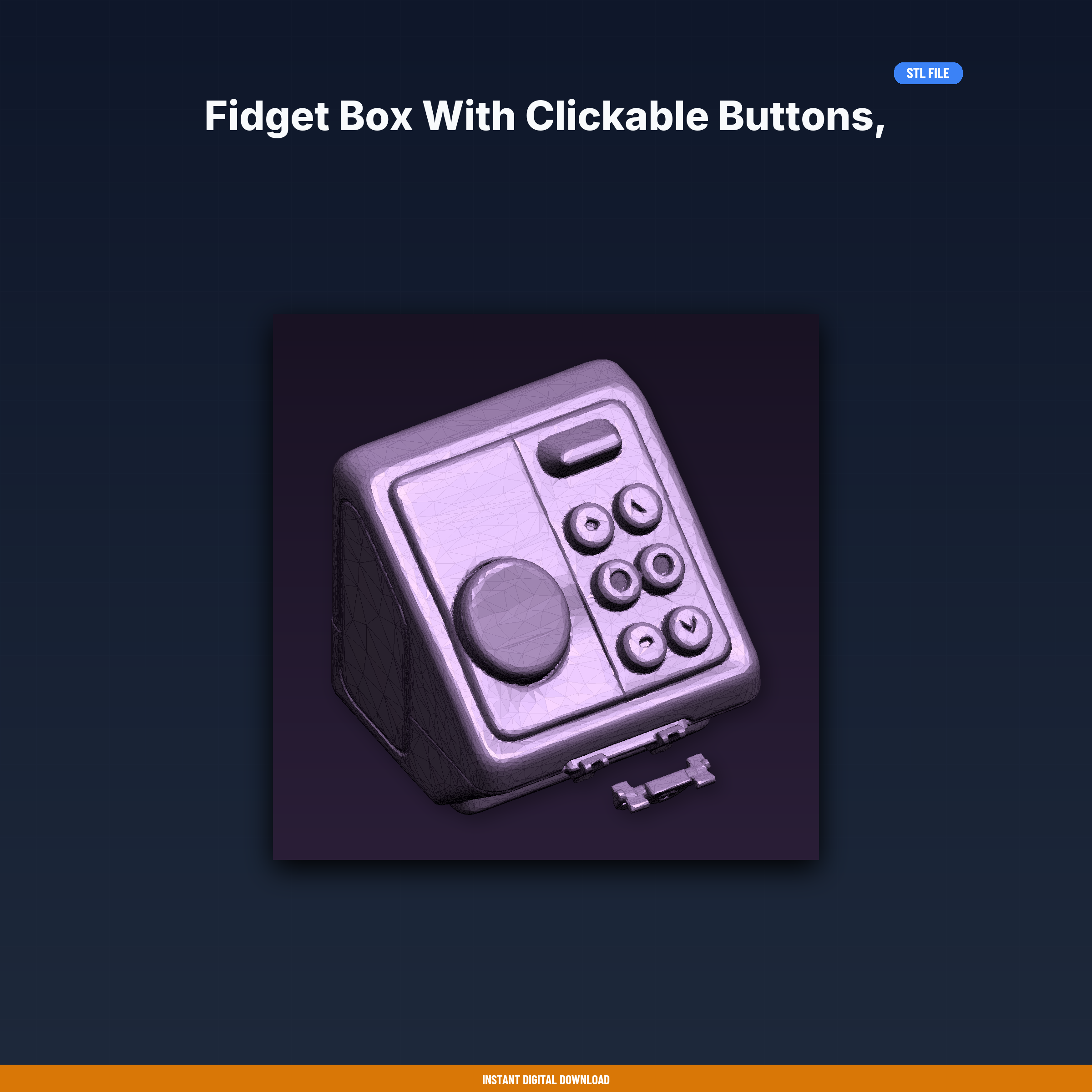 Fidget Box With Clickable Buttons, Satisfying Press Feel, Discrete - 3D Printable STL File