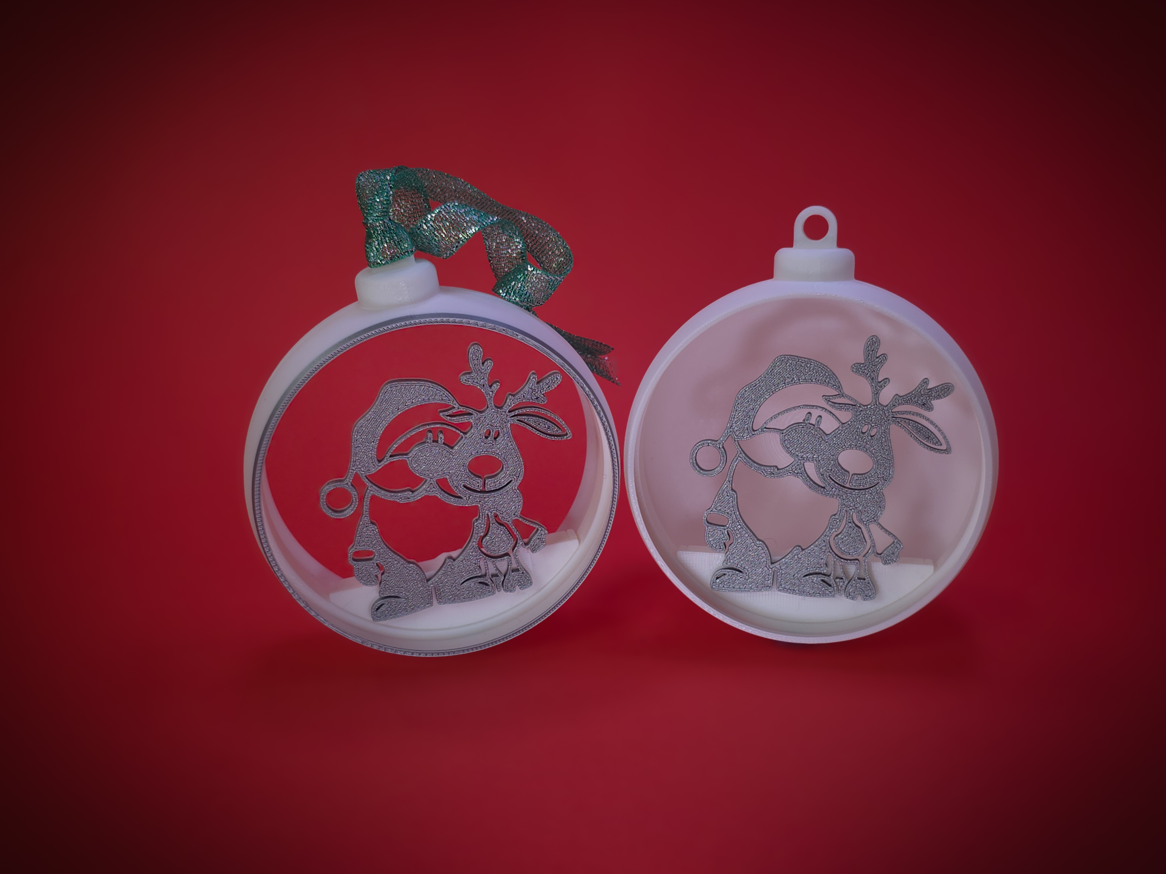 Christmas Bauble Santa Claus and Reindeer