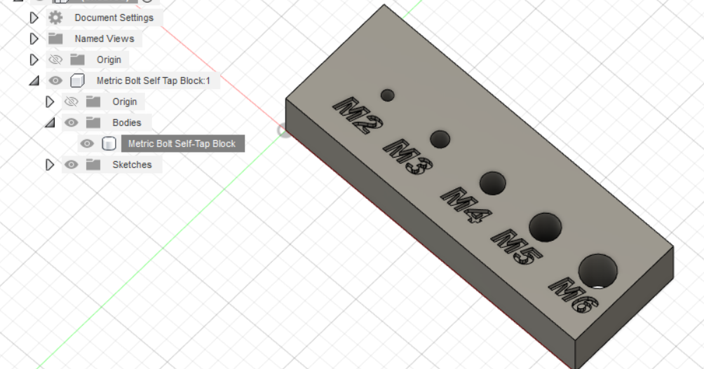 Self Tap Metric Machine Bolt Test Block (M2 through M6) by Andrew