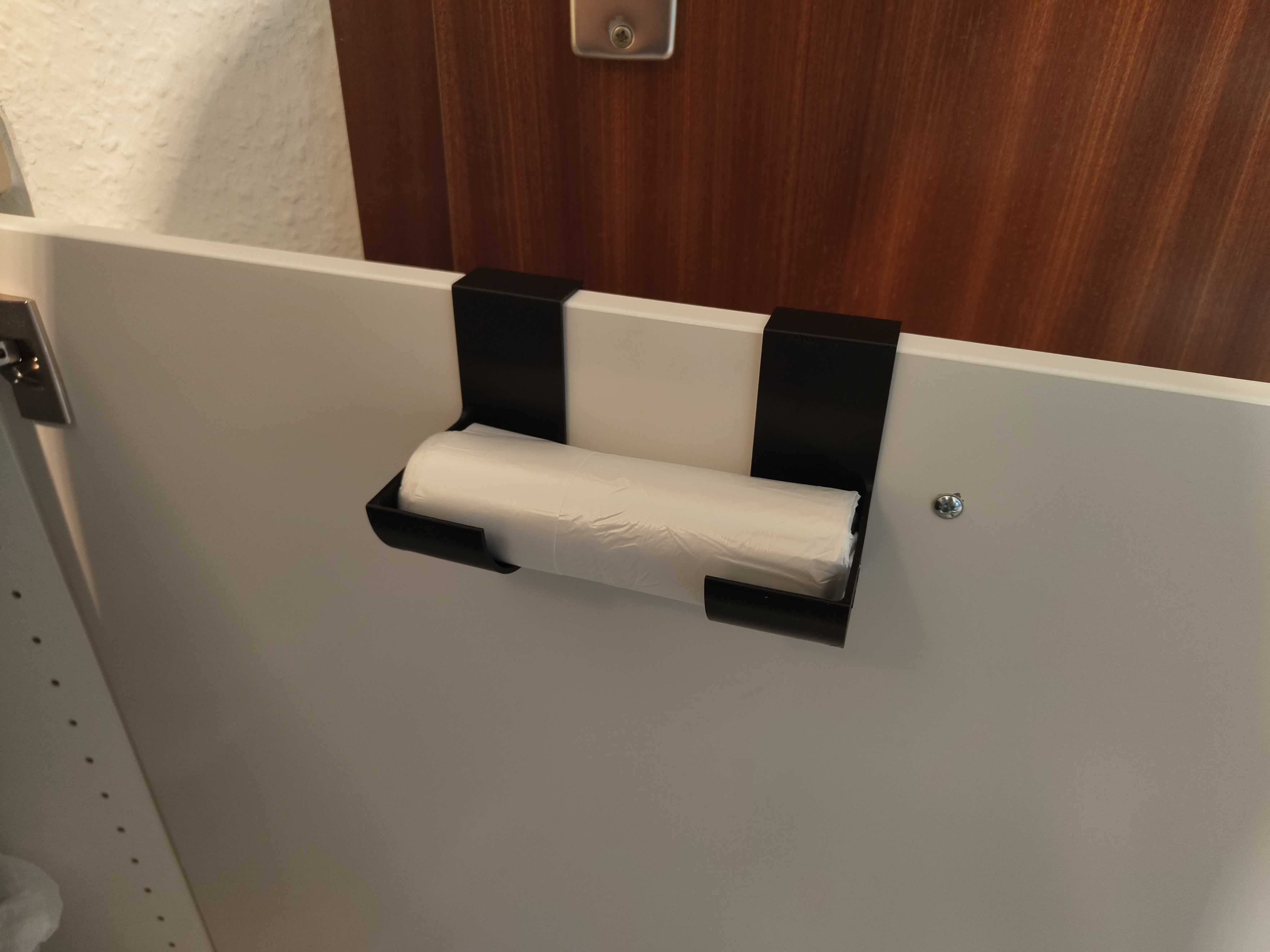 Slightly Over Engineered Trash Bag Roll Holder with door hooks