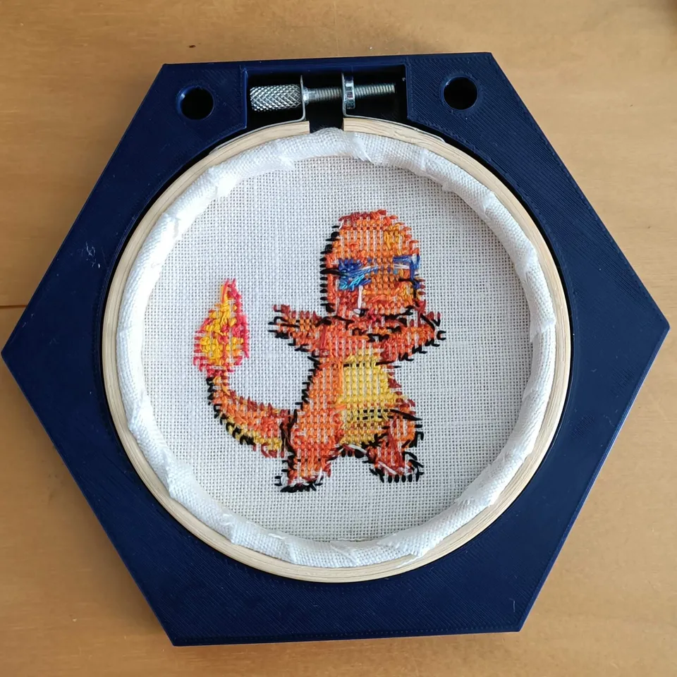 Chrome Dino Run Hand Embroidered Hoop Art 7 Pixel Art 