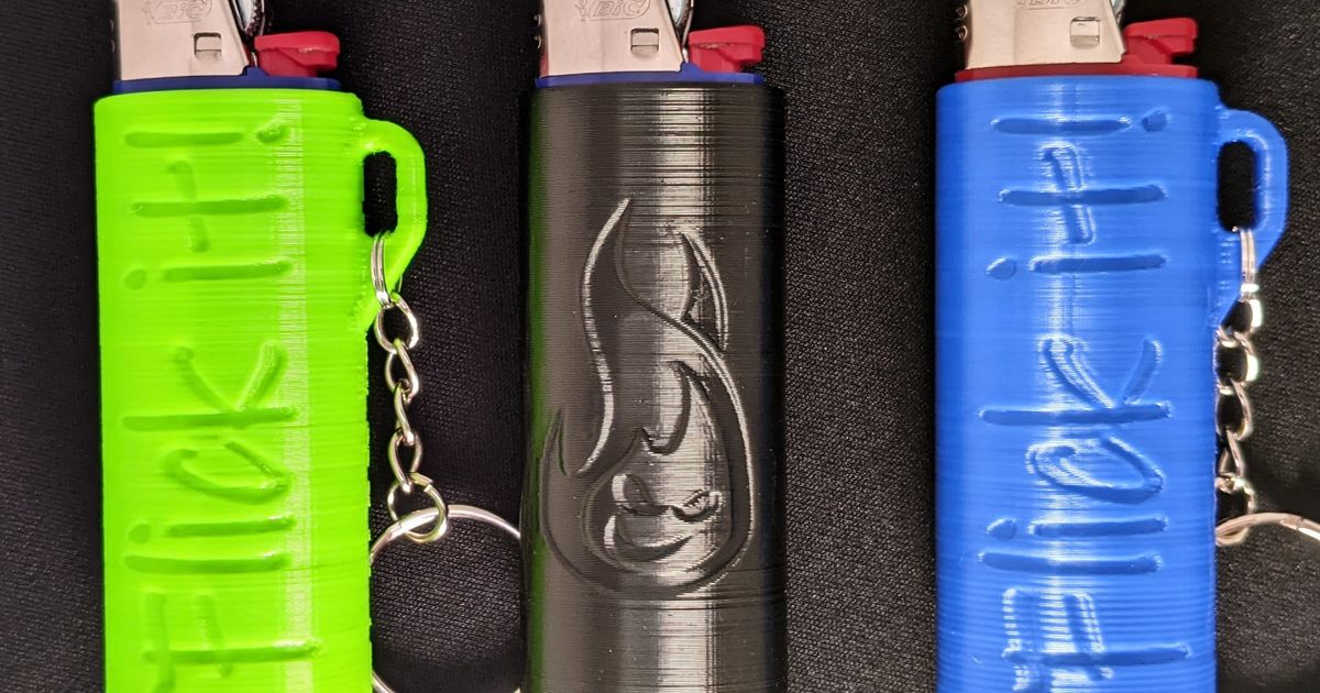 Bic Lighter Case Keychain - Four Vibes to Print by Grandpa 3DPrints, Download free STL model