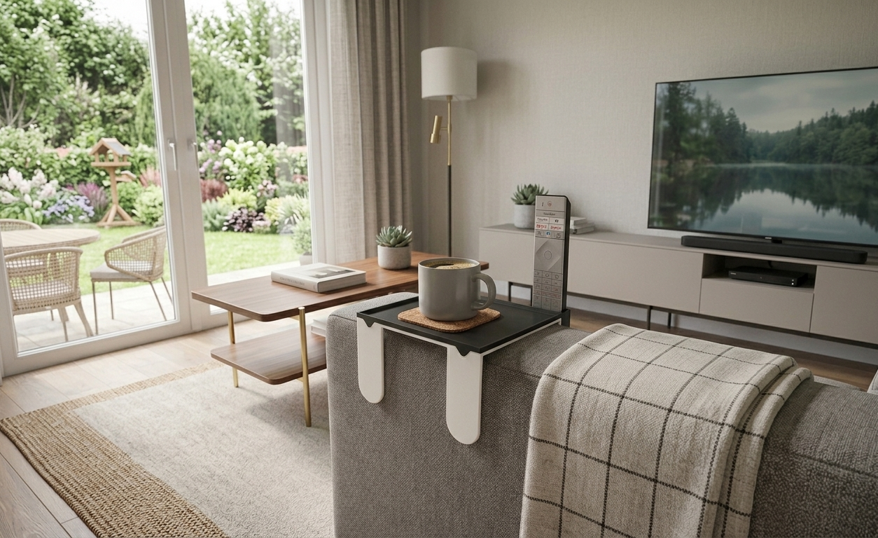 Stylish tray for sofa armrest