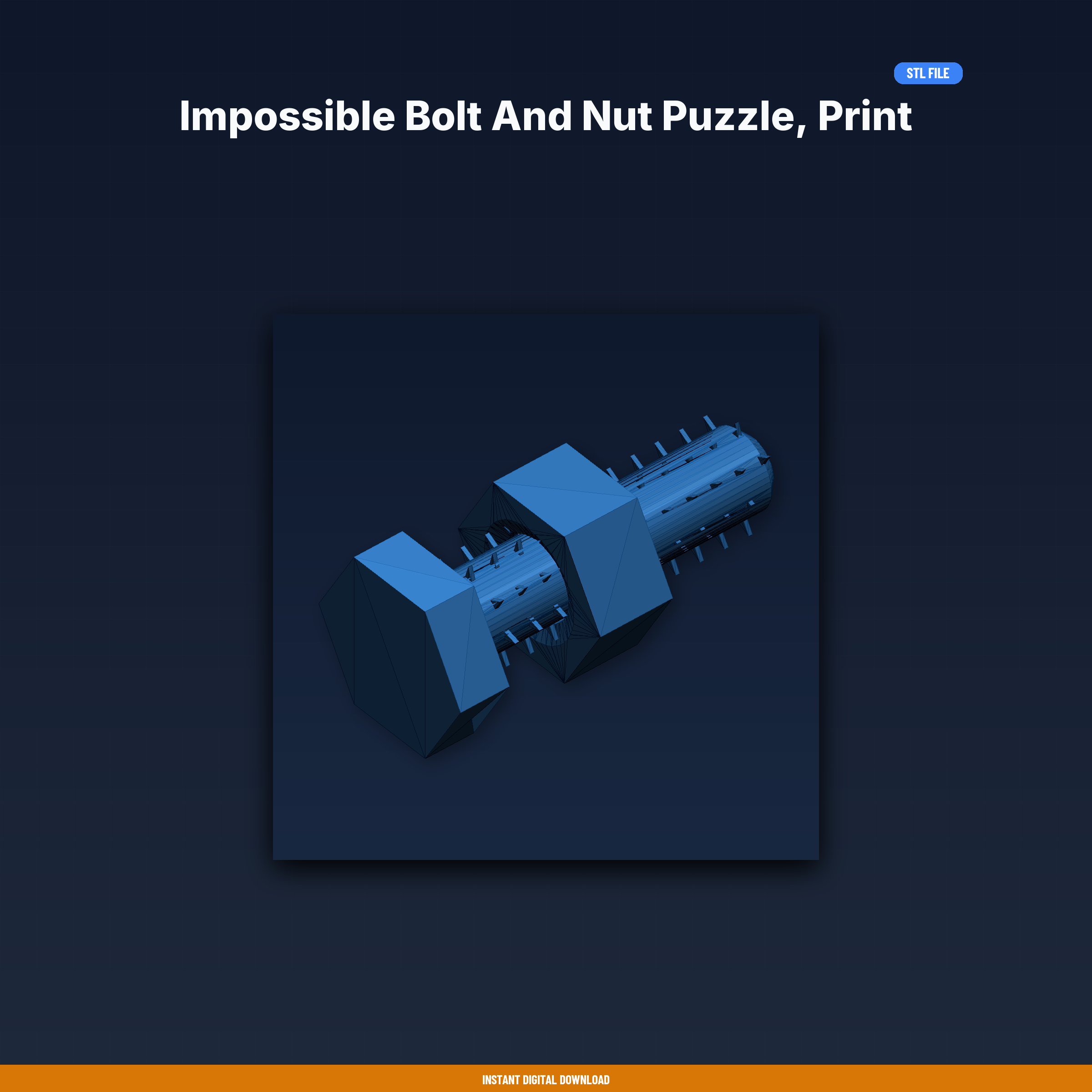 Impossible Bolt and Nut Puzzle, Print in Place, Threaded - 3D Printable STL File