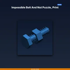 Impossible Bolt and Nut Puzzle, Print in Place, Threaded - 3D Printable STL File