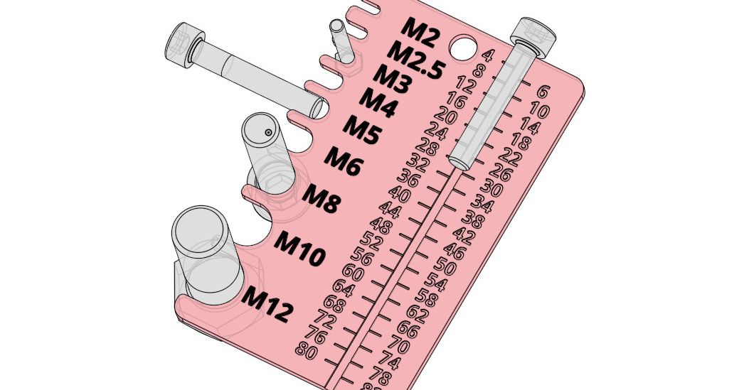 Screw measuring tool - card size, pocket version. M2-M12 0-82 mm by ...