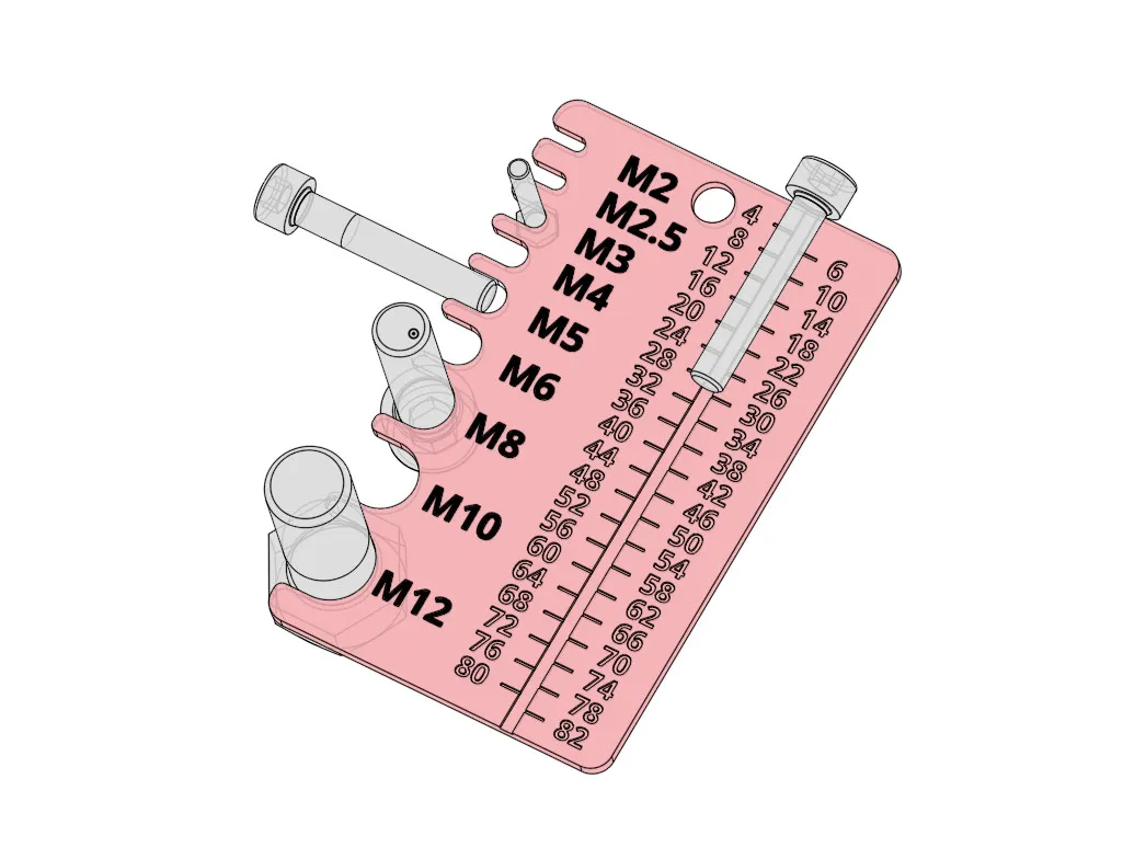 Screw measuring tool - card size, pocket version. M2-M12 0-82 mm by RH3D |  Download free STL model | Printables.com