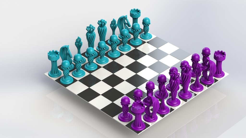 Easy Print Slot Together Chess Board by PartyLime Download free STL model