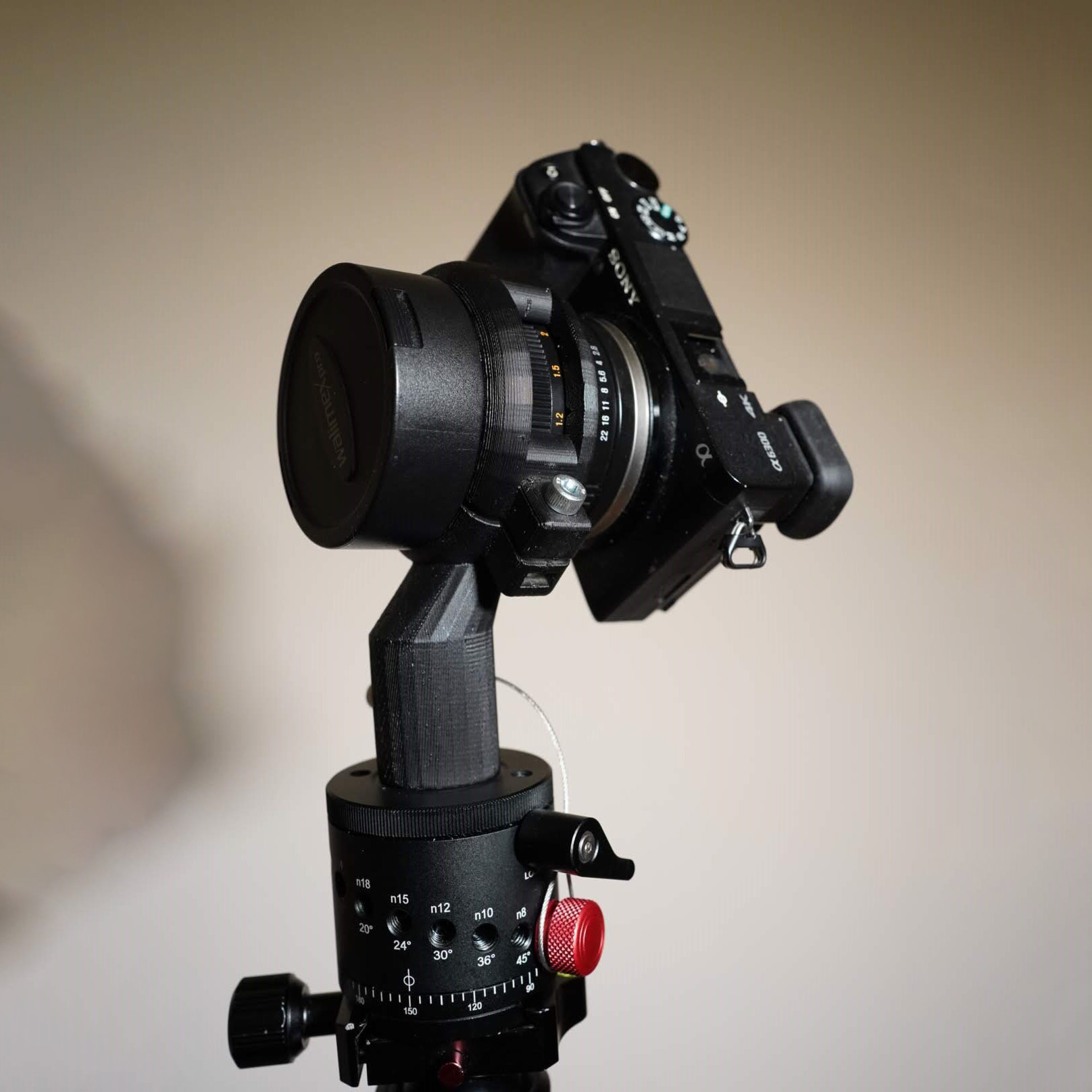 360 Panorama tripod head for Samyang 8mm fisheye Sony E APS-C lens
