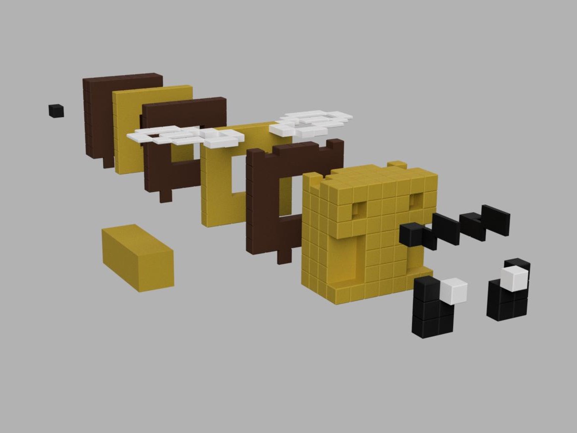 Miniatura 6 do modelo 3D Minecraft Bee Mobile