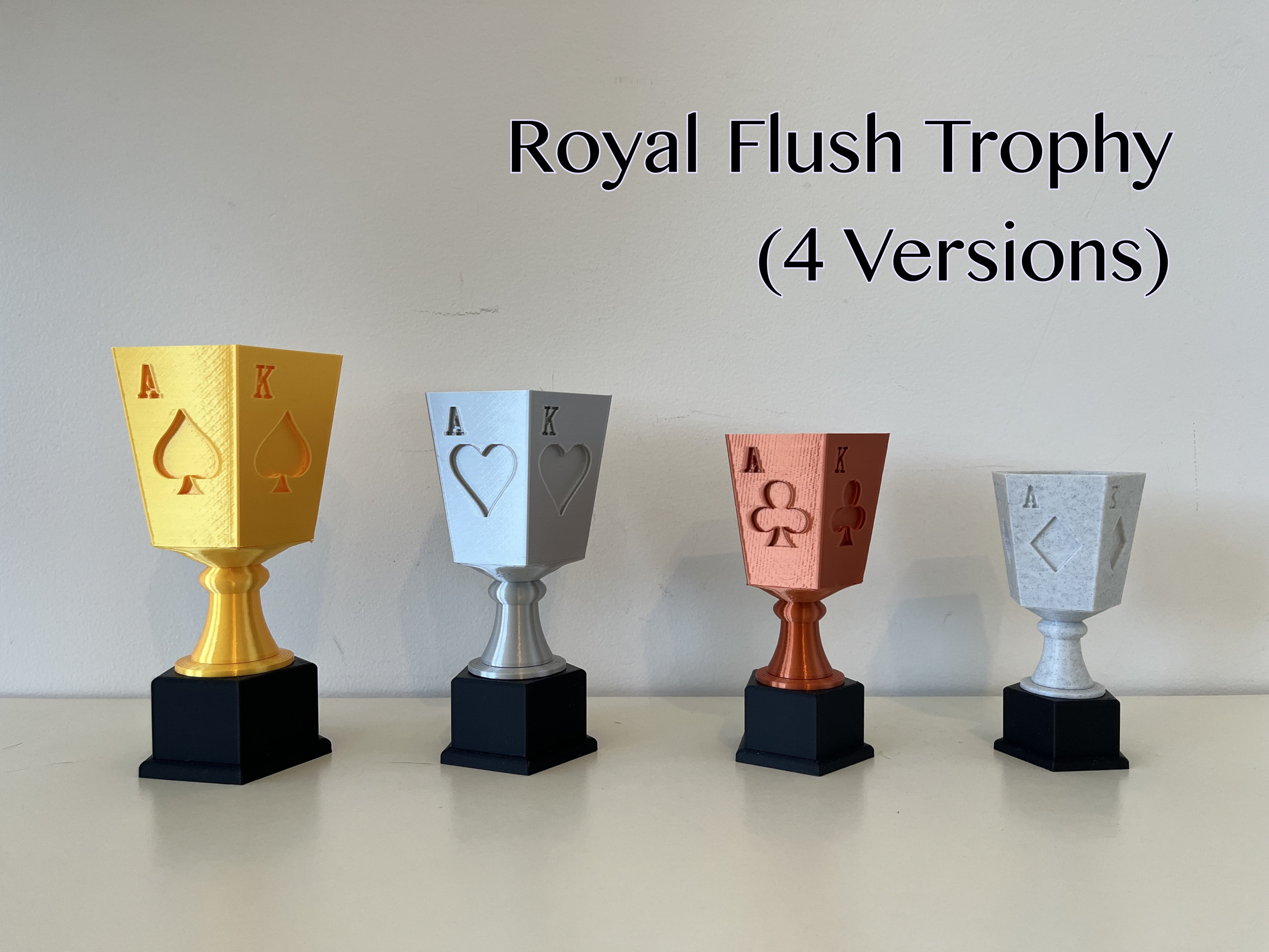 Playing Card / Poker Royal flush Trophy (4 Suits)