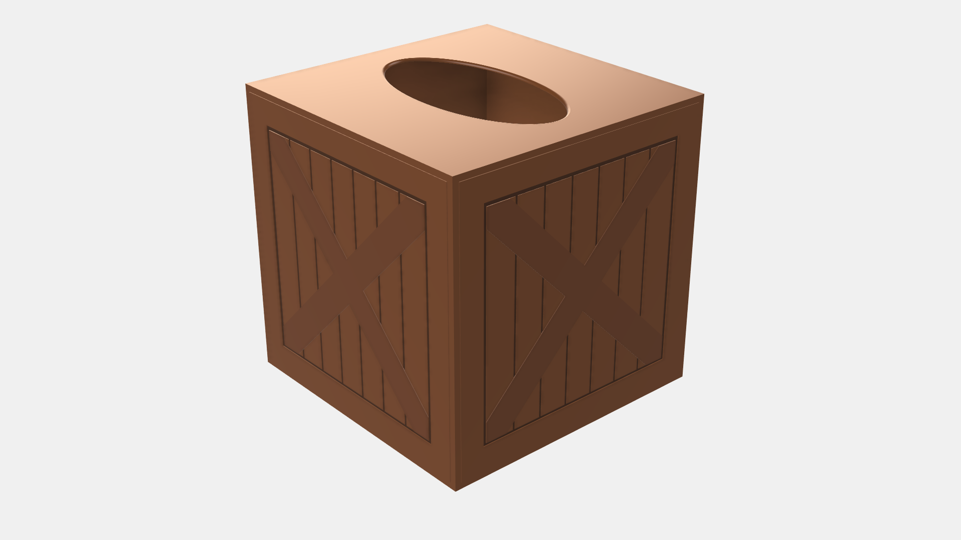 Wooden crate themed tissue box cover