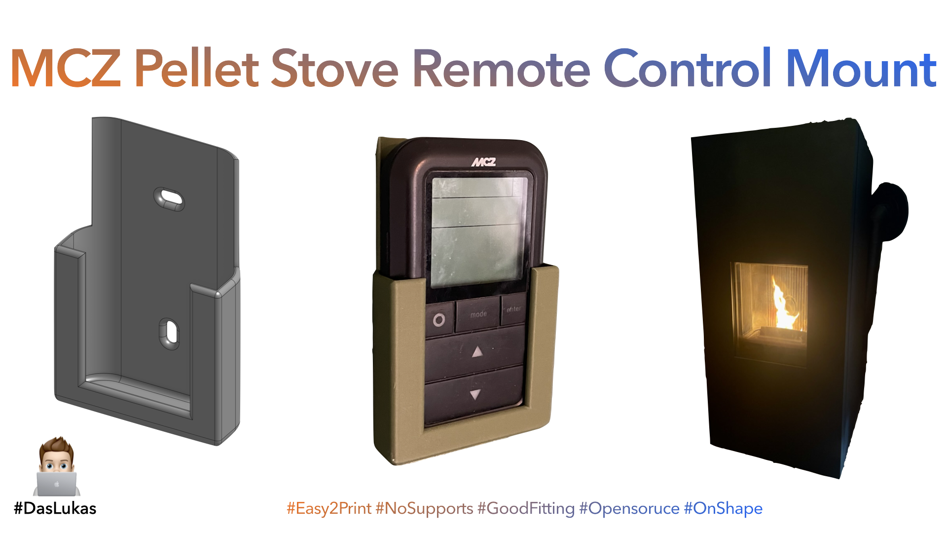 MCZ Pellet Stove Remote Control Mount by DasLukas Download free STL