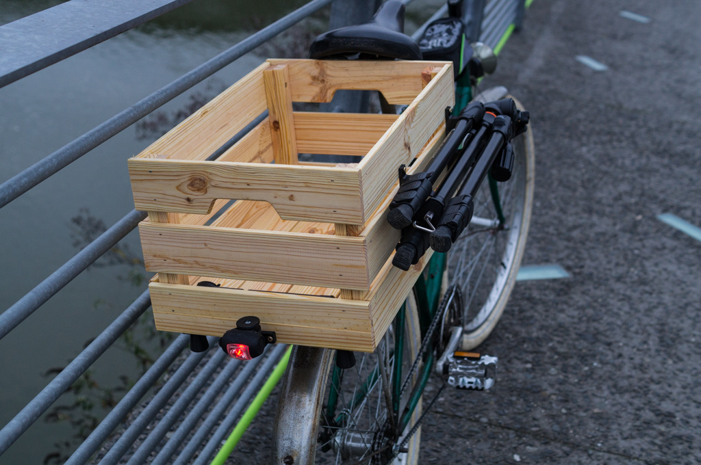 Holder for bicycle rear lights Wooden box Ikea